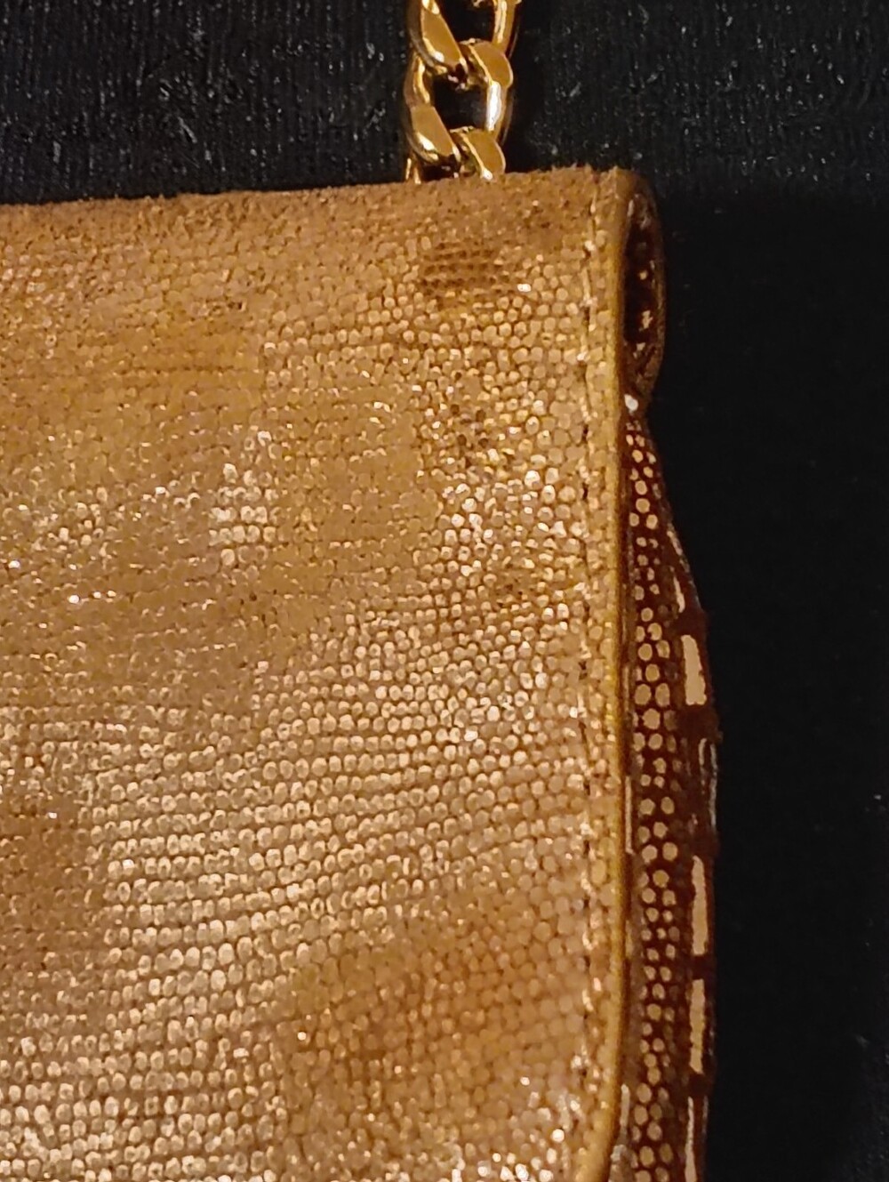 Michael Kors Metallic Gold Lizard-Embossed Chain Shoulder Bag - Picture 8 of 9